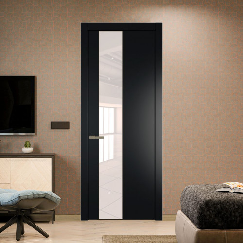 Межкомнатная дверь ProfilDoors 19 PW Блэк Lacobel Перламутровый лак молдинг Шампань