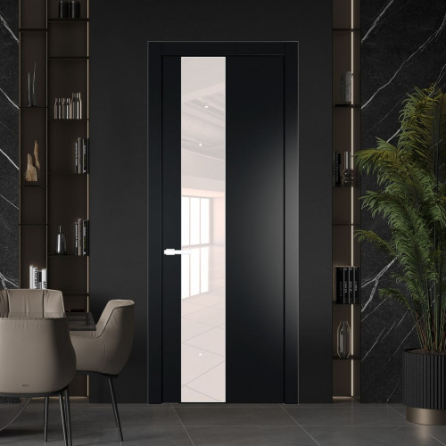 Межкомнатная дверь ProfilDoors 19 PW Блэк Lacobel Перламутровый лак молдинг Вайт