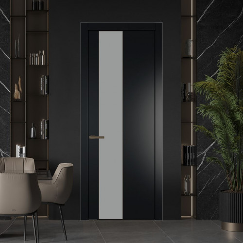 Межкомнатная дверь ProfilDoors 19 PW Блэк Монохром серый молдинг Деорэ