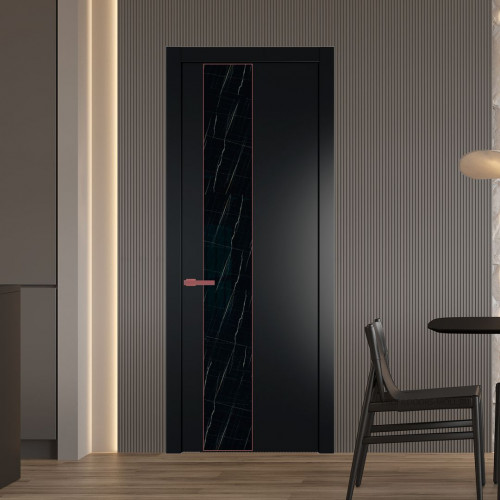 Межкомнатная дверь ProfilDoors 19 PW Блэк Неро мрамор молдинг Красный антрацит