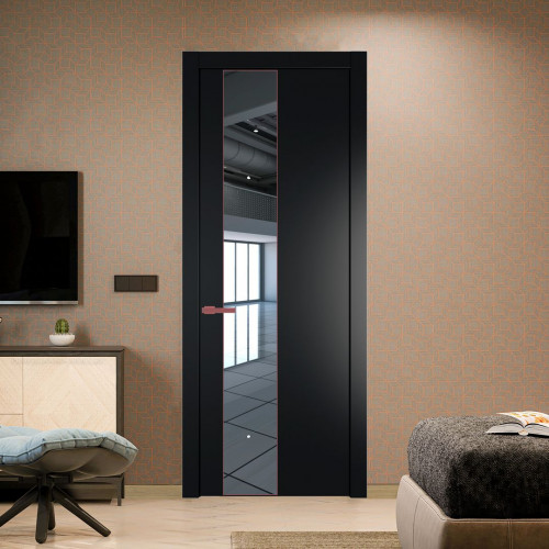 Межкомнатная дверь ProfilDoors 19 PW Блэк Зеркало молдинг Красный антрацит