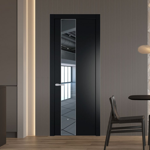 Межкомнатная дверь ProfilDoors 19 PW Блэк Зеркало молдинг Серебро