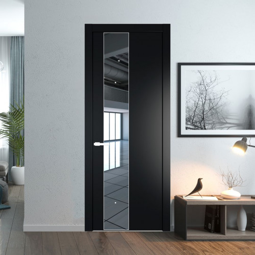 Межкомнатная дверь ProfilDoors 19 PW Блэк Зеркало молдинг Вайт