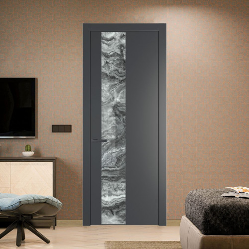 Межкомнатная дверь ProfilDoors 19 PW Графит Атриум серебро молдинг Серая ночь