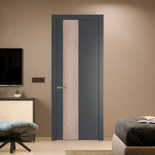 Межкомнатная дверь ProfilDoors 19 PW Графит Дуб Сонома молдинг Золото