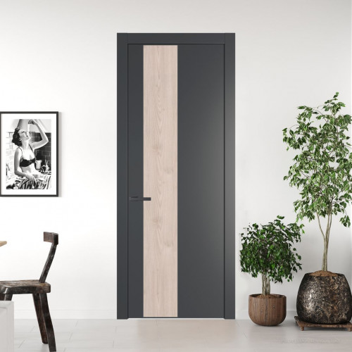 Межкомнатная дверь ProfilDoors 19 PW Графит Каштан светлый молдинг Серая ночь