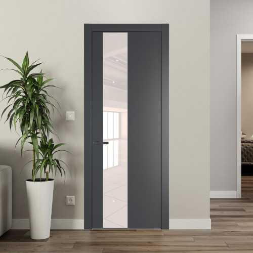 Межкомнатная дверь ProfilDoors 19 PW Графит Lacobel Перламутровый лак молдинг Серая ночь