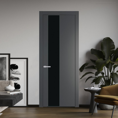 Межкомнатная дверь ProfilDoors 19 PW Графит Монохром черный молдинг Зеленый воск