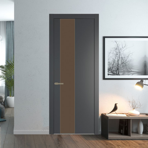 Межкомнатная дверь ProfilDoors 19 PW Графит Монохром гляссе молдинг Шампань