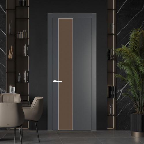 Межкомнатная дверь ProfilDoors 19 PW Графит Монохром гляссе молдинг Вайт