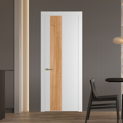 Межкомнатная дверь ProfilDoors 19 PW Крем Вайт Дуб Карамель молдинг Золото