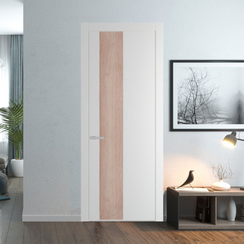 Межкомнатная дверь ProfilDoors 19 PW Крем Вайт Дуб Сонома молдинг Серебро