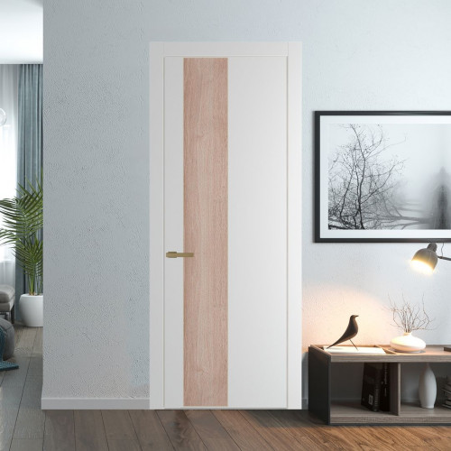 Межкомнатная дверь ProfilDoors 19 PW Крем Вайт Дуб Сонома молдинг Золото