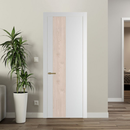 Межкомнатная дверь ProfilDoors 19 PW Крем Вайт Каштан светлый молдинг Золото