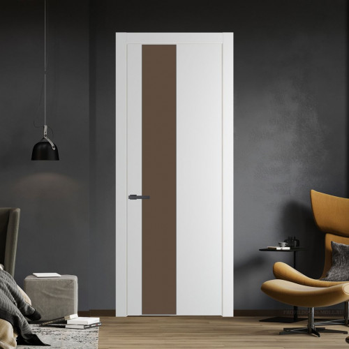 Межкомнатная дверь ProfilDoors 19 PW Крем Вайт Монохром гляссе молдинг Серая ночь