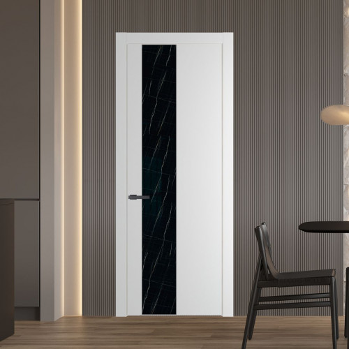 Межкомнатная дверь ProfilDoors 19 PW Крем Вайт Неро мрамор молдинг Серая ночь