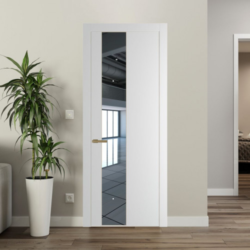Межкомнатная дверь ProfilDoors 19 PW Крем Вайт Зеркало молдинг Золото