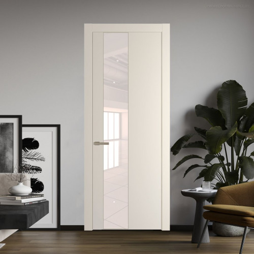 Межкомнатная дверь ProfilDoors 19 PW Кремовая Магнолия Lacobel Перламутровый лак молдинг Никель матовый