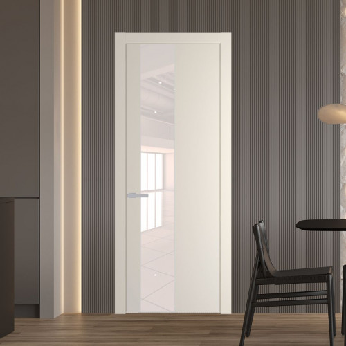 Межкомнатная дверь ProfilDoors 19 PW Кремовая Магнолия Lacobel Перламутровый лак молдинг Серебро