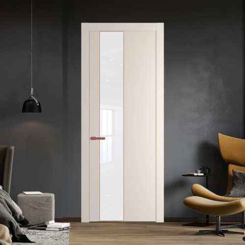 Межкомнатная дверь ProfilDoors 19 PW Кремовая Магнолия Лак классик молдинг Красный антрацит