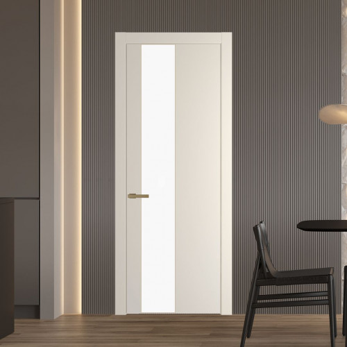 Межкомнатная дверь ProfilDoors 19 PW Кремовая Магнолия Монохром белый просветленный молдинг Золото