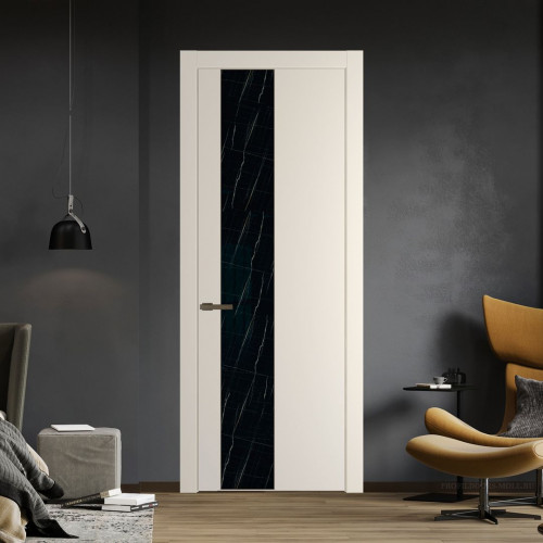 Межкомнатная дверь ProfilDoors 19 PW Кремовая Магнолия Неро мрамор молдинг Деорэ