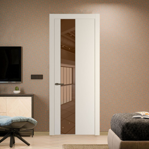 Межкомнатная дверь ProfilDoors 19 PW Кремовая Магнолия Зеркало Bronza молдинг Деорэ