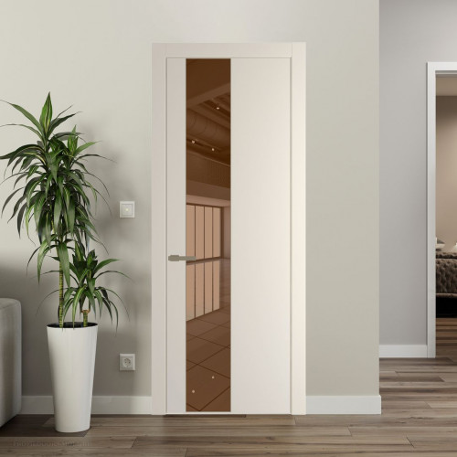 Межкомнатная дверь ProfilDoors 19 PW Кремовая Магнолия Зеркало Bronza молдинг Шампань