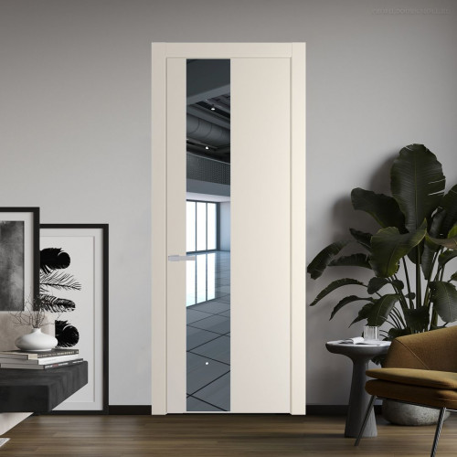Межкомнатная дверь ProfilDoors 19 PW Кремовая Магнолия Зеркало молдинг Серебро