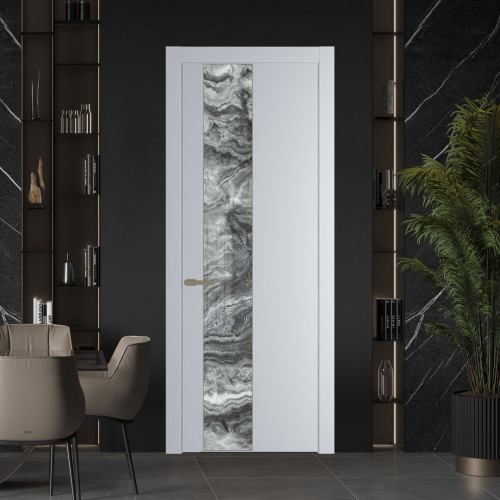 Межкомнатная дверь ProfilDoors 19 PW Лайт Грей Атриум серебро молдинг Шампань