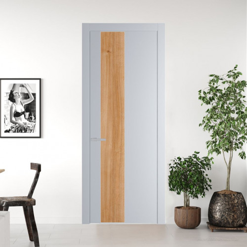 Межкомнатная дверь ProfilDoors 19 PW Лайт Грей Дуб Карамель молдинг Серебро