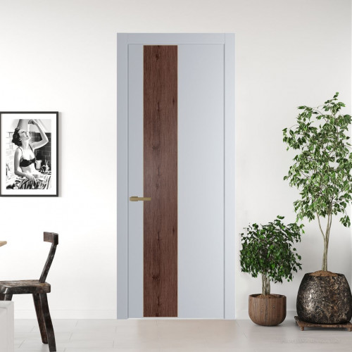 Межкомнатная дверь ProfilDoors 19 PW Лайт Грей Дуб Тобакко молдинг Золото