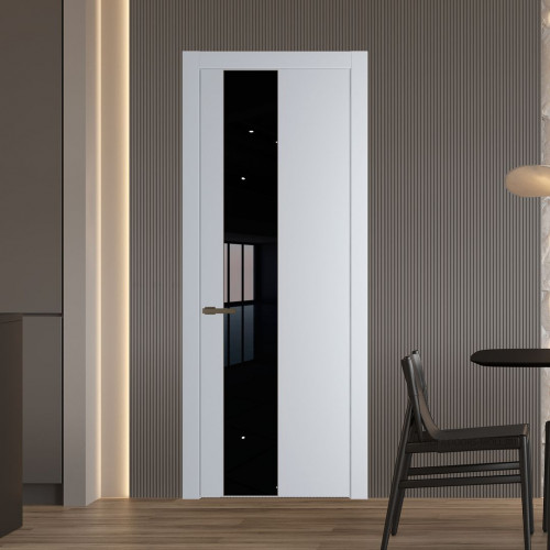 Межкомнатная дверь ProfilDoors 19 PW Лайт Грей Lacobel Черный лак молдинг Деорэ