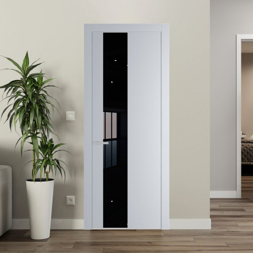 Межкомнатная дверь ProfilDoors 19 PW Лайт Грей Lacobel Черный лак молдинг Серебро