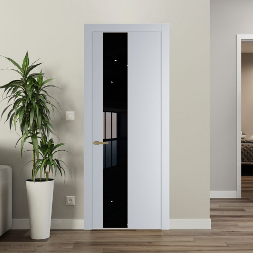 Межкомнатная дверь ProfilDoors 19 PW Лайт Грей Lacobel Черный лак молдинг Золото