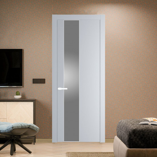 Межкомнатная дверь ProfilDoors 19 PW Лайт Грей Lacobel Серебряный лак молдинг Вайт