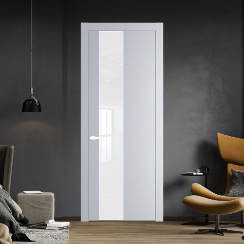 Межкомнатная дверь ProfilDoors 19 PW Лайт Грей Лак классик молдинг Вайт