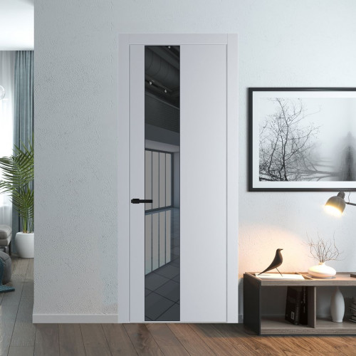 Межкомнатная дверь ProfilDoors 19 PW Лайт Грей Зеркало Grey молдинг Черный матовый