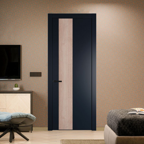 Межкомнатная дверь ProfilDoors 19 PW Нэви Блу Дуб Сонома молдинг Черный матовый