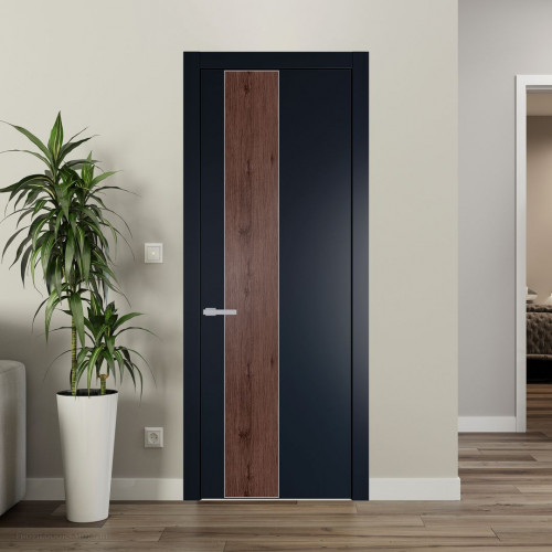 Межкомнатная дверь ProfilDoors 19 PW Нэви Блу Дуб Тобакко молдинг Серебро