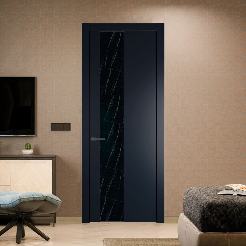 Межкомнатная дверь ProfilDoors 19 PW Нэви Блу Неро мрамор молдинг Серая ночь