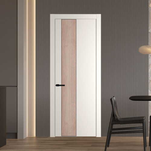 Межкомнатная дверь ProfilDoors 19 PW Перламутр белый Дуб Сонома молдинг Черный матовый