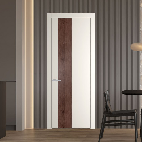 Межкомнатная дверь ProfilDoors 19 PW Перламутр белый Дуб Тобакко молдинг Серебро