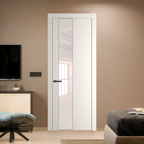 Межкомнатная дверь ProfilDoors 19 PW Перламутр белый Lacobel Перламутровый лак молдинг Серая ночь