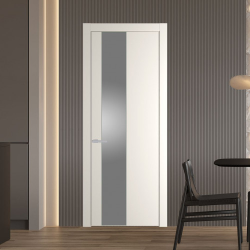 Межкомнатная дверь ProfilDoors 19 PW Перламутр белый Lacobel Серебряный лак молдинг Зеленый воск
