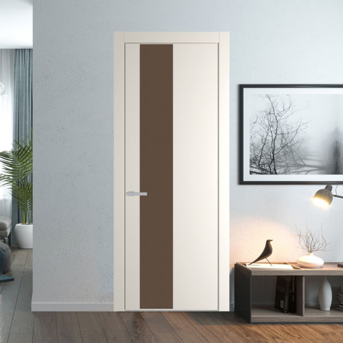 Межкомнатная дверь ProfilDoors 19 PW Перламутр белый Монохром гляссе молдинг Серебро