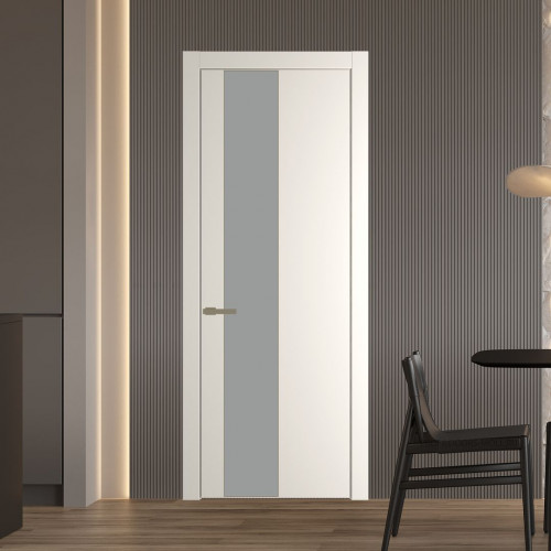 Межкомнатная дверь ProfilDoors 19 PW Перламутр белый Монохром серый молдинг Шампань