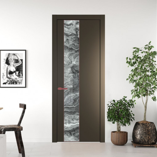 Межкомнатная дверь ProfilDoors 19 PW Перламутр бронза Атриум серебро молдинг Красный антрацит