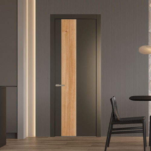 Межкомнатная дверь ProfilDoors 19 PW Перламутр бронза Дуб Карамель молдинг Никель матовый
