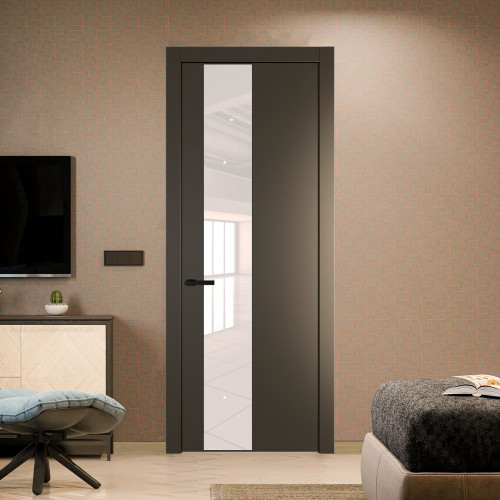 Межкомнатная дверь ProfilDoors 19 PW Перламутр бронза Lacobel Перламутровый лак молдинг Черный матовый